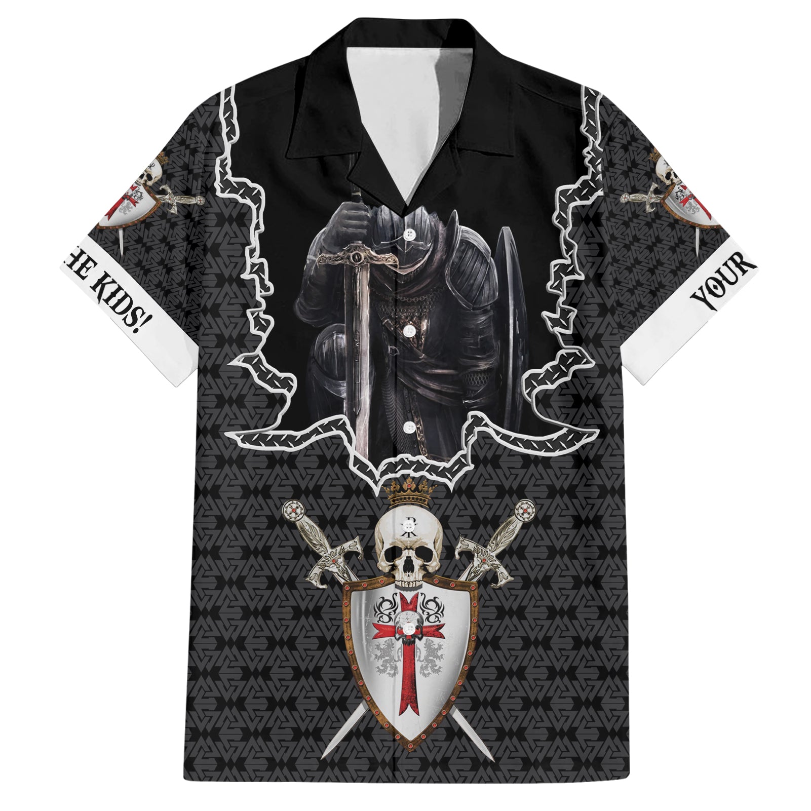 Personalised Knights Templar Warrior Skull Hawaiian Shirt - Wonder Print Shop