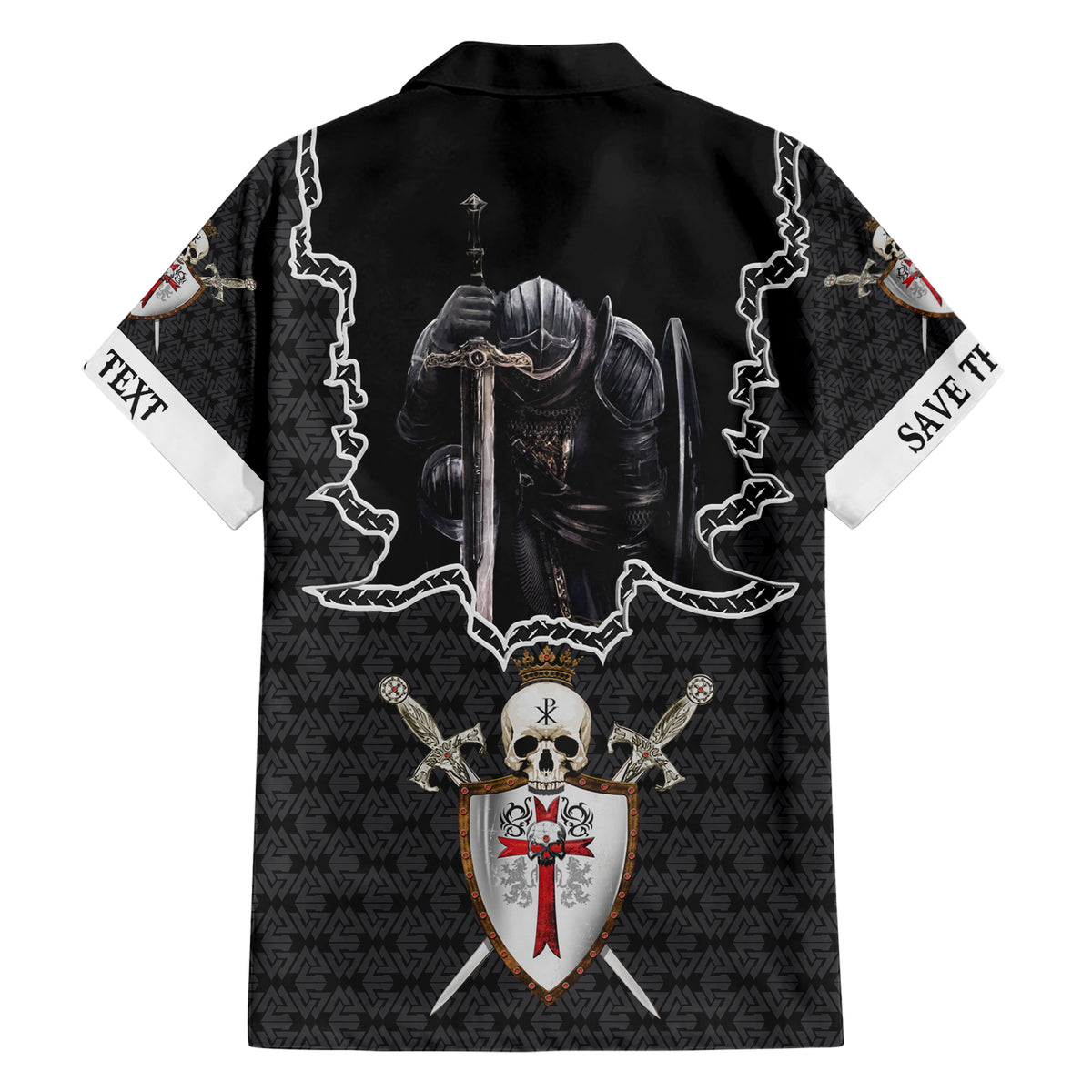 Personalised Knights Templar Warrior Skull Hawaiian Shirt - Wonder Print Shop