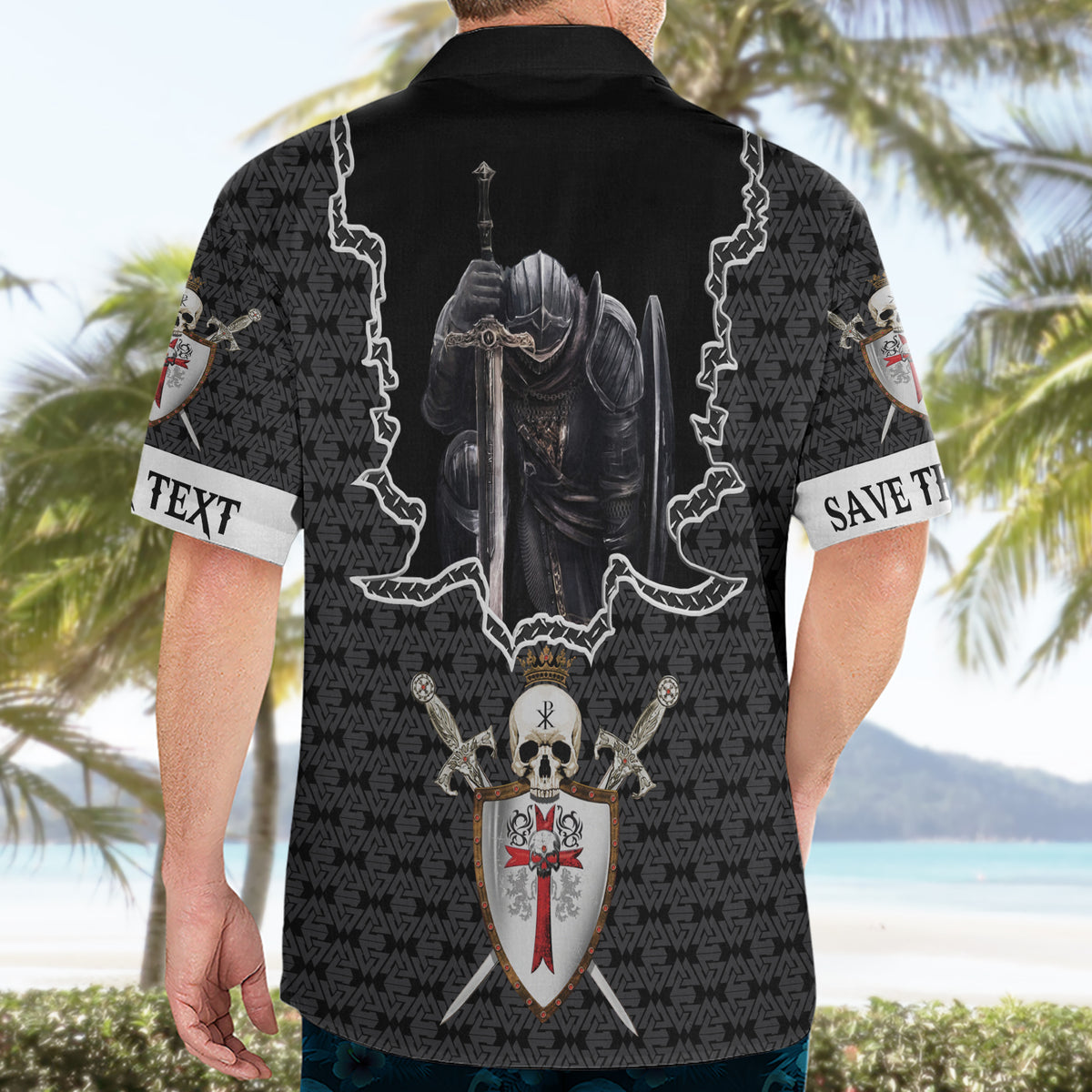 Personalised Knights Templar Warrior Skull Hawaiian Shirt - Wonder Print Shop