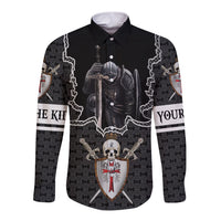 Personalised Knights Templar Warrior Skull Long Sleeve Button Shirt - Wonder Print Shop
