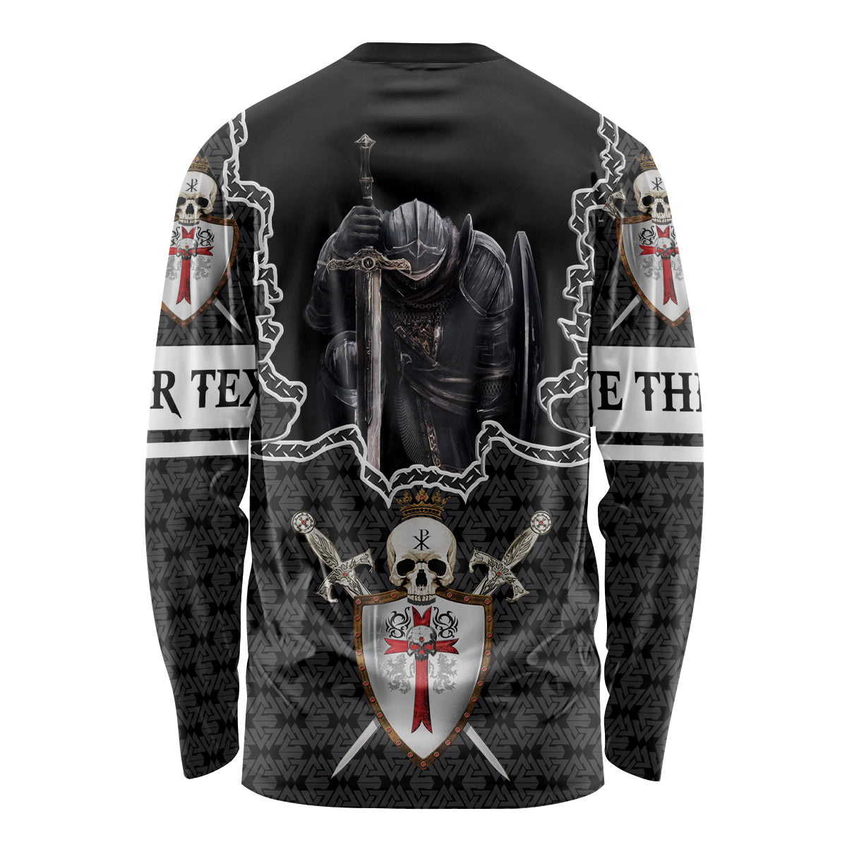 Personalised Knights Templar Warrior Skull Long Sleeve Shirt - Wonder Print Shop