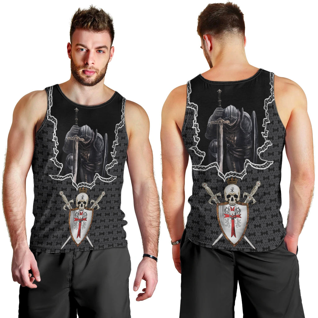 Personalised Knights Templar Warrior Skull Men Tank Top - Wonder Print Shop