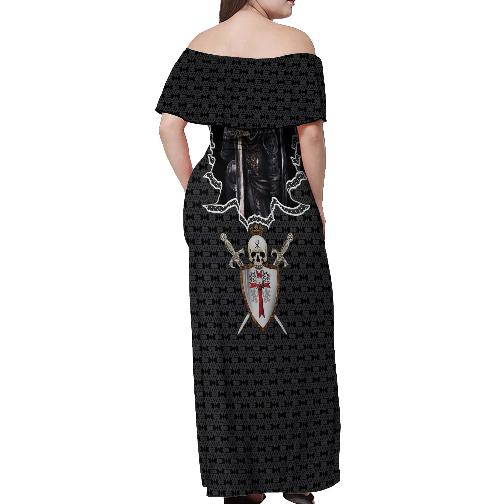 Personalised Knights Templar Warrior Skull Off Shoulder Maxi Dress - Wonder Print Shop