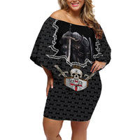 Personalised Knights Templar Warrior Skull Off Shoulder Short Dress - Wonder Print Shop
