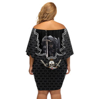 Personalised Knights Templar Warrior Skull Off Shoulder Short Dress - Wonder Print Shop