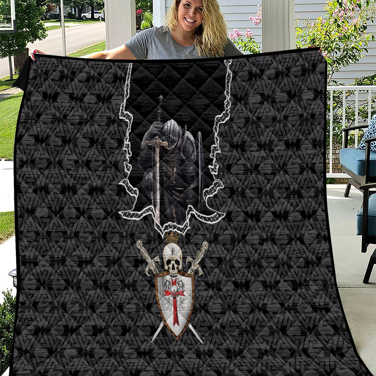 Personalised Knights Templar Warrior Skull Quilt - Wonder Print Shop