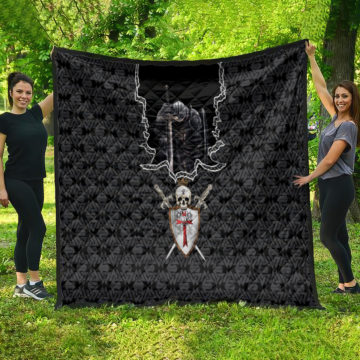 Personalised Knights Templar Warrior Skull Quilt - Wonder Print Shop