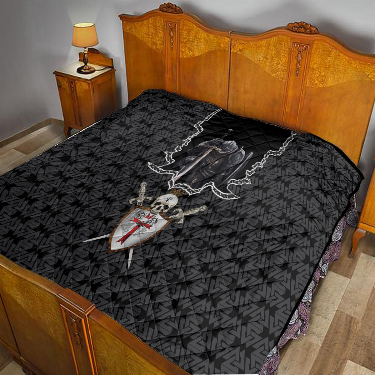 Personalised Knights Templar Warrior Skull Quilt - Wonder Print Shop