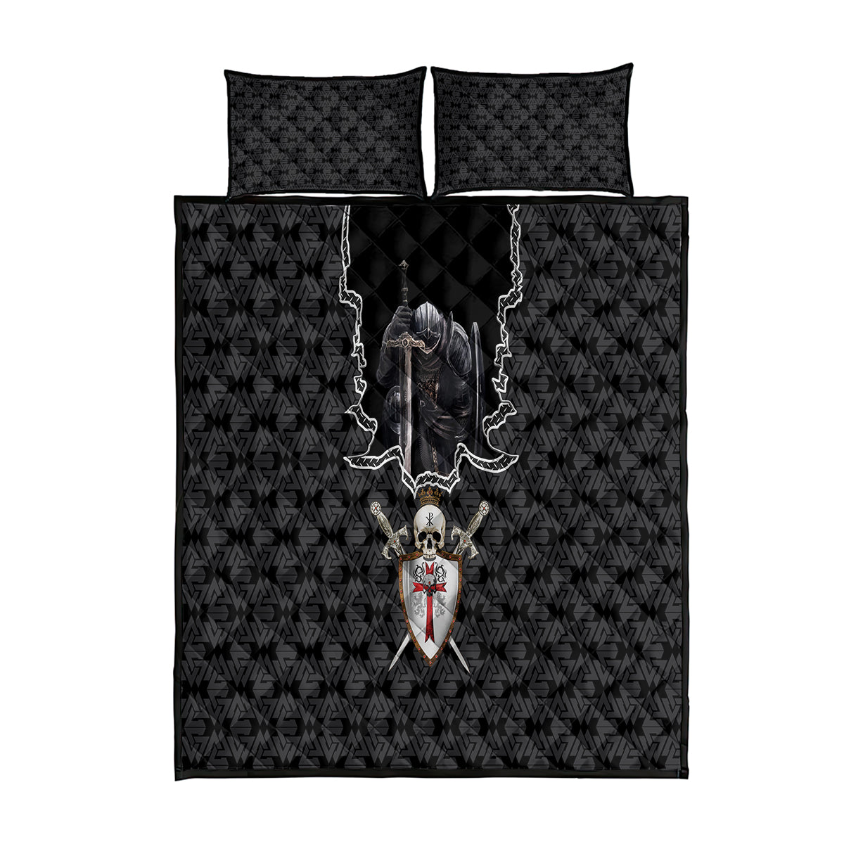 Personalised Knights Templar Warrior Skull Quilt Bed Set - Wonder Print Shop