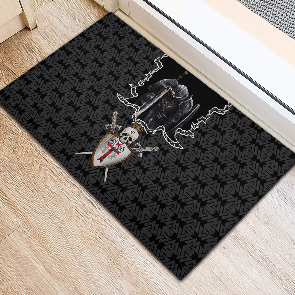Personalised Knights Templar Warrior Skull Rubber Doormat - Wonder Print Shop