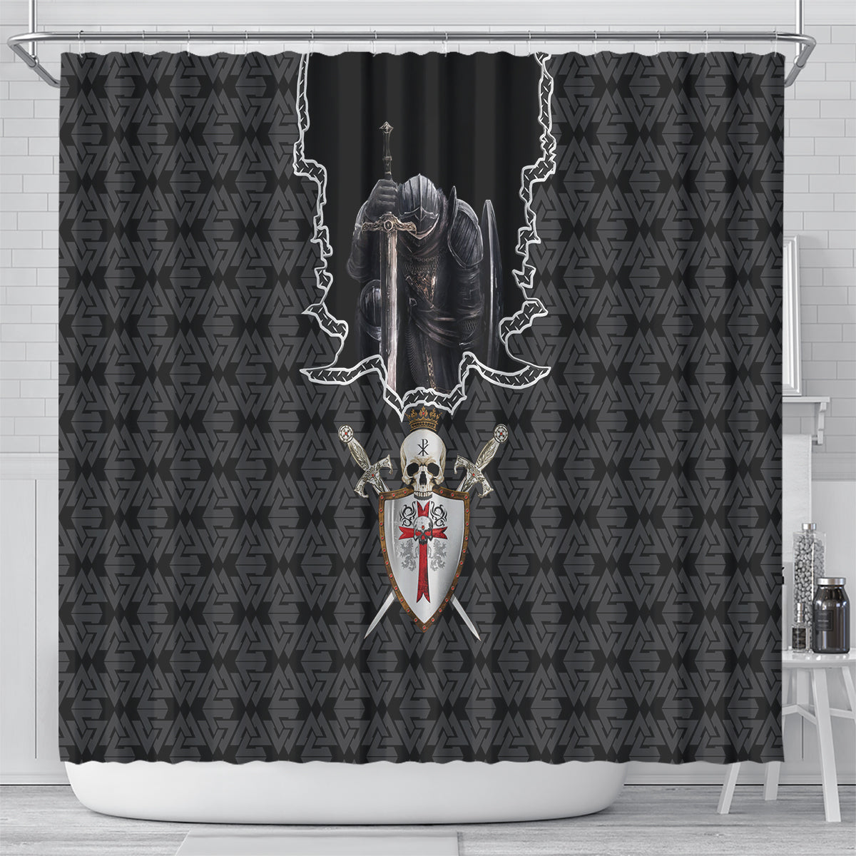 personalised-knights-templar-warrior-skull-shower-curtain