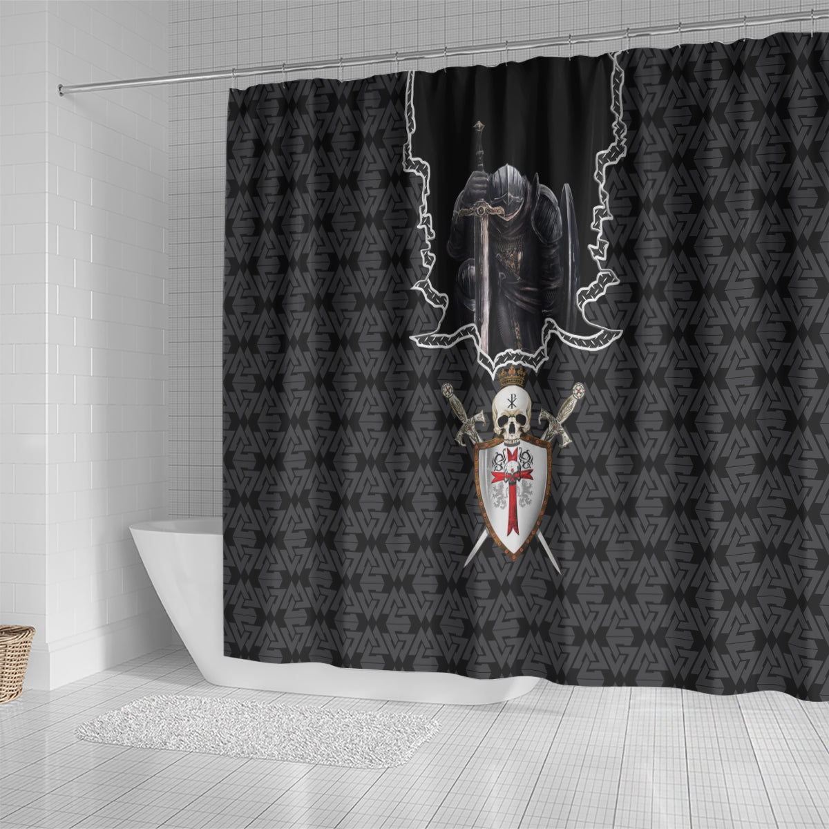 personalised-knights-templar-warrior-skull-shower-curtain