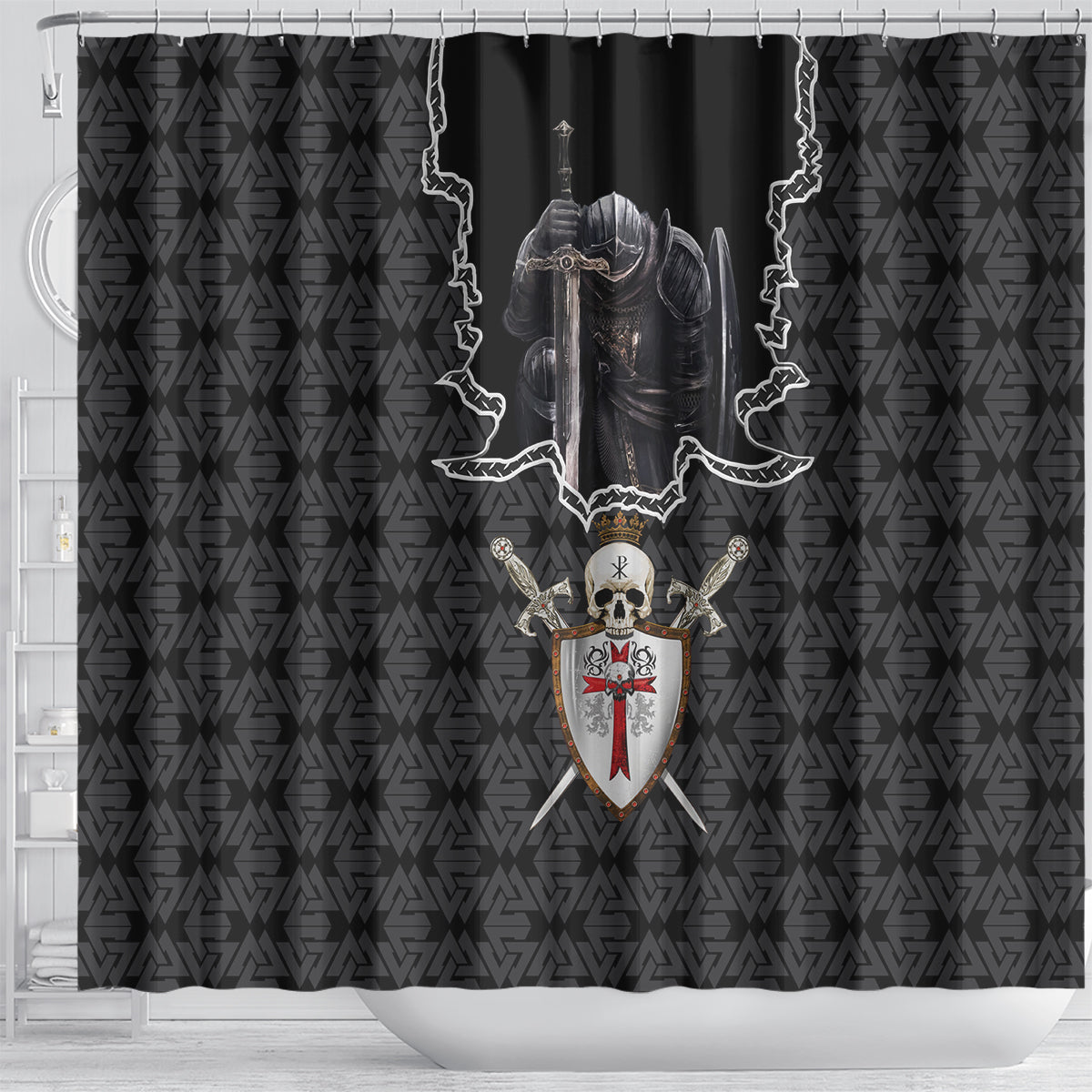 personalised-knights-templar-warrior-skull-shower-curtain