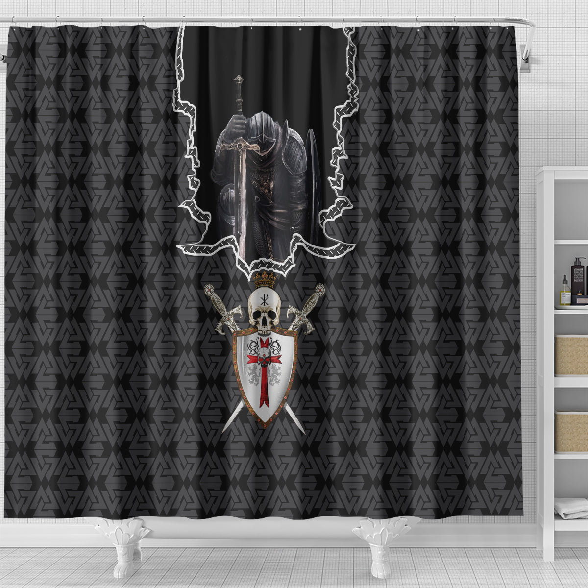personalised-knights-templar-warrior-skull-shower-curtain