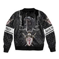 Personalised Knights Templar Warrior Skull Sleeve Zip Bomber Jacket - Wonder Print Shop