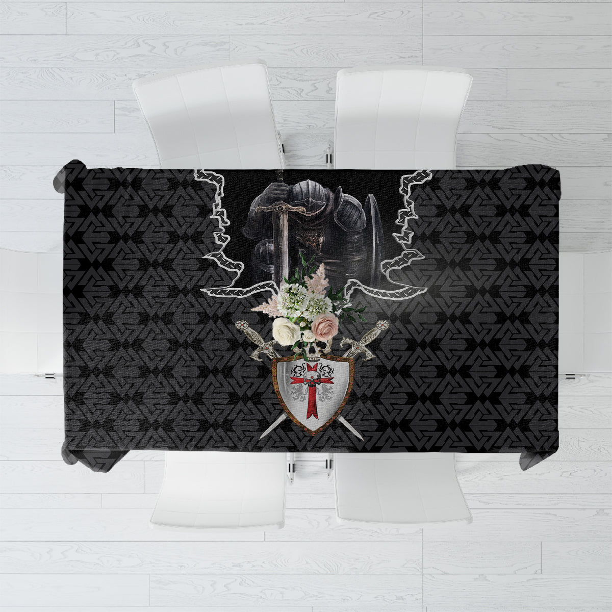 Personalised Knights Templar Warrior Skull Tablecloth - Wonder Print Shop