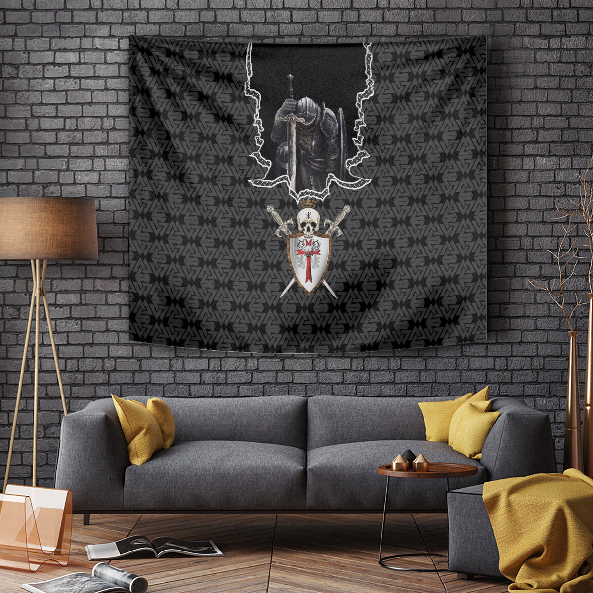 Personalised Knights Templar Warrior Skull Tapestry - Wonder Print Shop