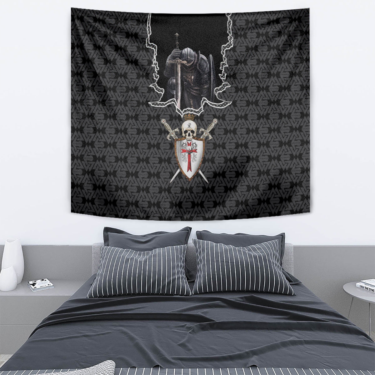 Personalised Knights Templar Warrior Skull Tapestry - Wonder Print Shop