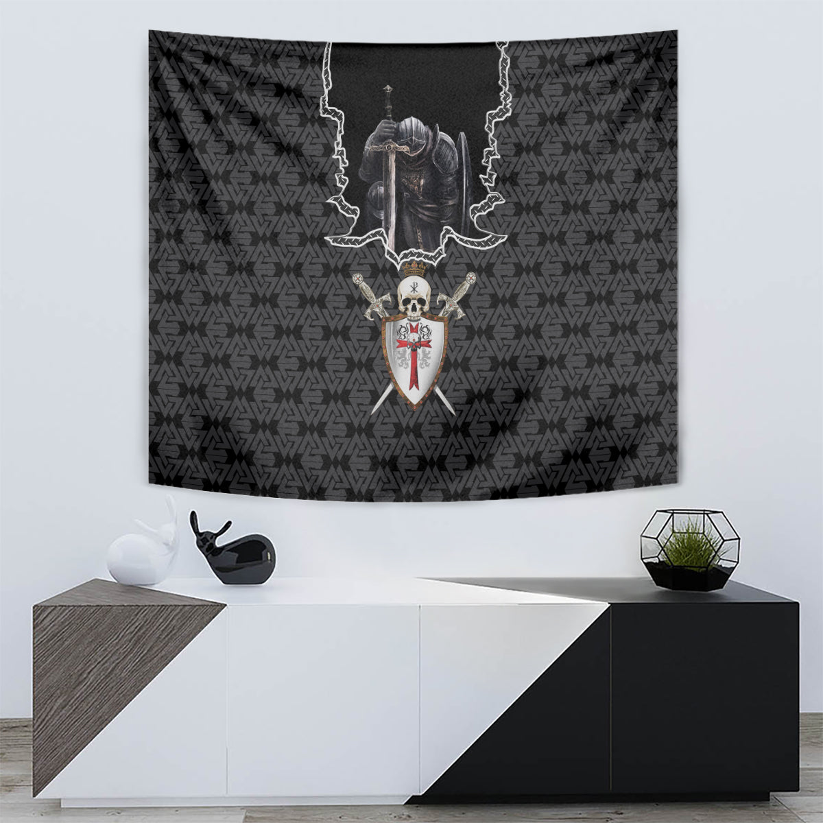 Personalised Knights Templar Warrior Skull Tapestry - Wonder Print Shop