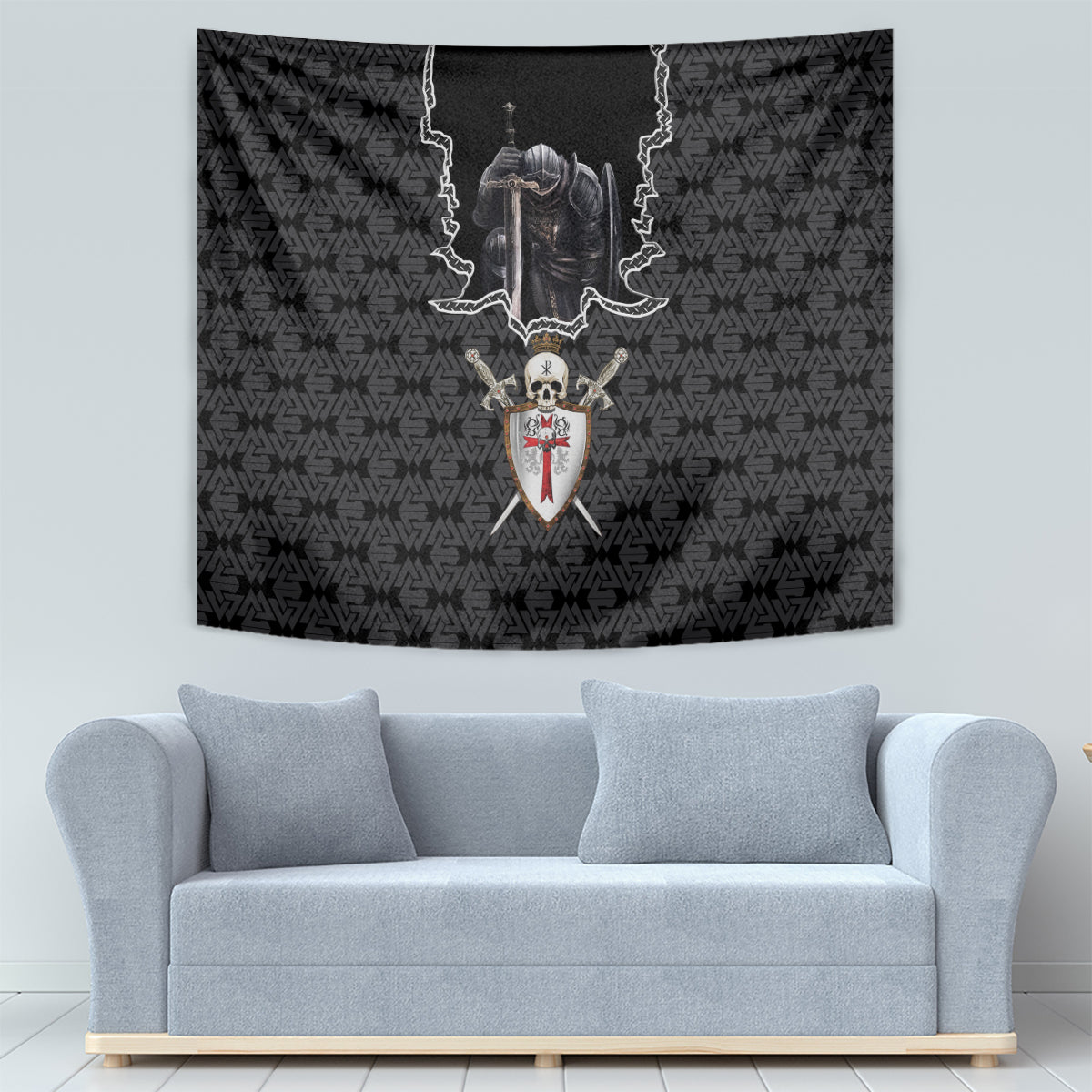 Personalised Knights Templar Warrior Skull Tapestry - Wonder Print Shop