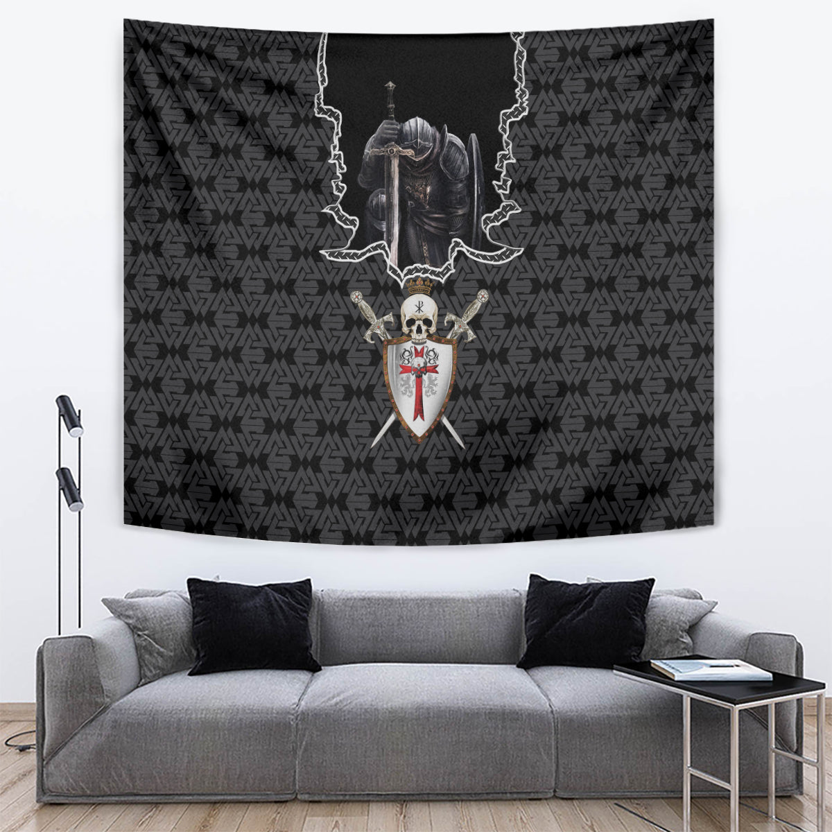 Personalised Knights Templar Warrior Skull Tapestry - Wonder Print Shop