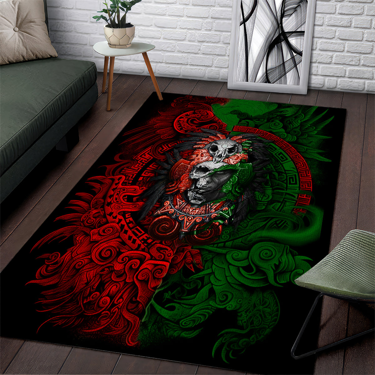 Skulls Aztec Warriors Area Rug - Wonder Print Shop