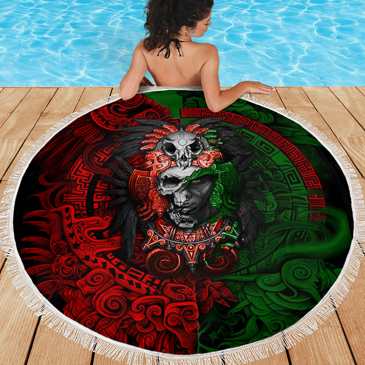 Skulls Aztec Warriors Beach Blanket - Wonder Print Shop