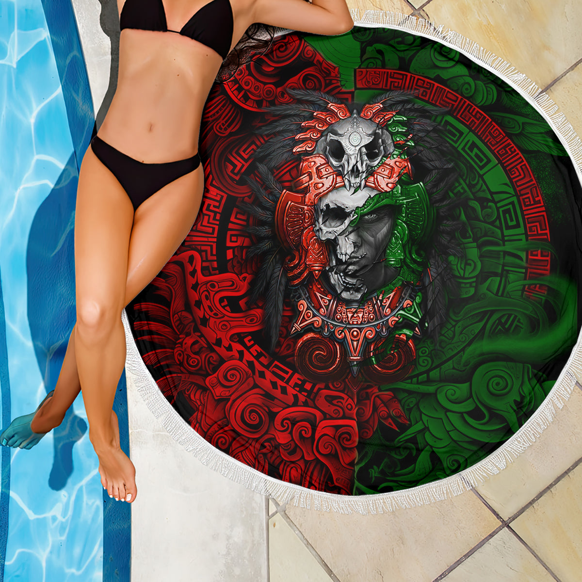 Skulls Aztec Warriors Beach Blanket - Wonder Print Shop