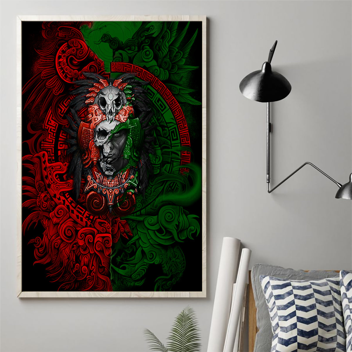 Skulls Aztec Warriors Canvas Wall Art - Wonder Print Shop
