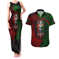 Skulls Aztec Warriors Couples Matching Tank Maxi Dress and Hawaiian Shirt - Wonder Print Shop
