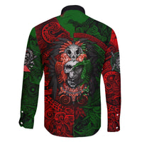 Skulls Aztec Warriors Family Matching Long Sleeve Bodycon Dress and Hawaiian Shirt - Wonder Print Shop