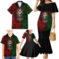 Skulls Aztec Warriors Family Matching Mermaid Dress and Hawaiian Shirt - Wonder Print Shop