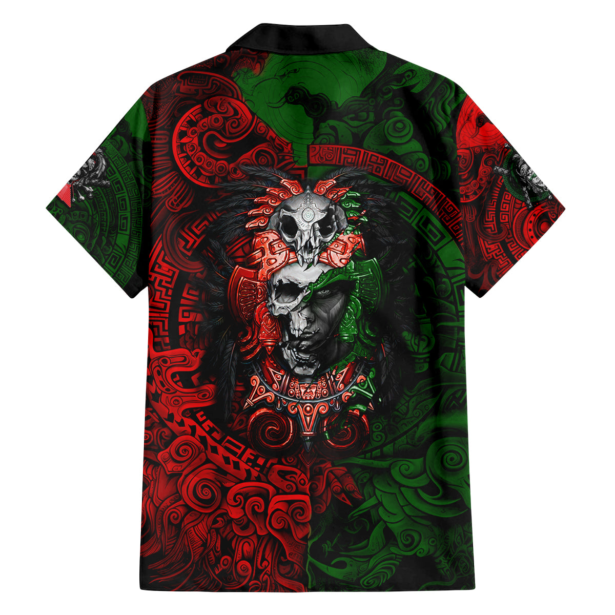 Skulls Aztec Warriors Family Matching Off Shoulder Maxi Dress and Hawaiian Shirt - Wonder Print Shop