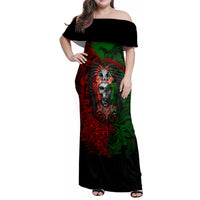 Skulls Aztec Warriors Family Matching Off Shoulder Maxi Dress and Hawaiian Shirt - Wonder Print Shop