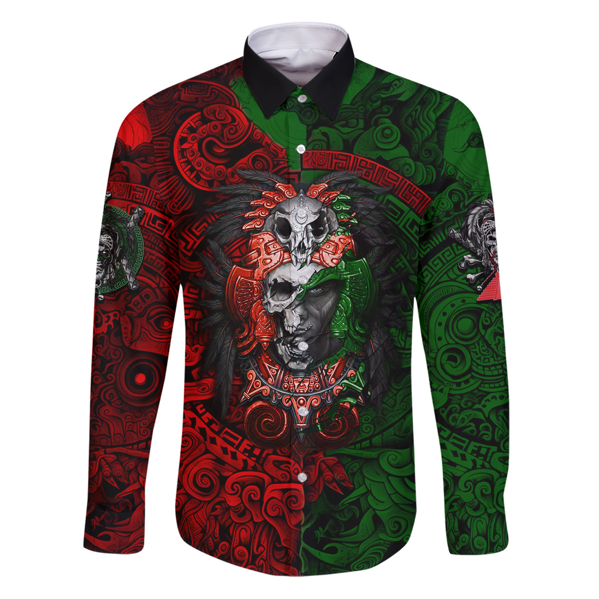 Skulls Aztec Warriors Family Matching Puletasi Dress and Hawaiian Shirt - Wonder Print Shop