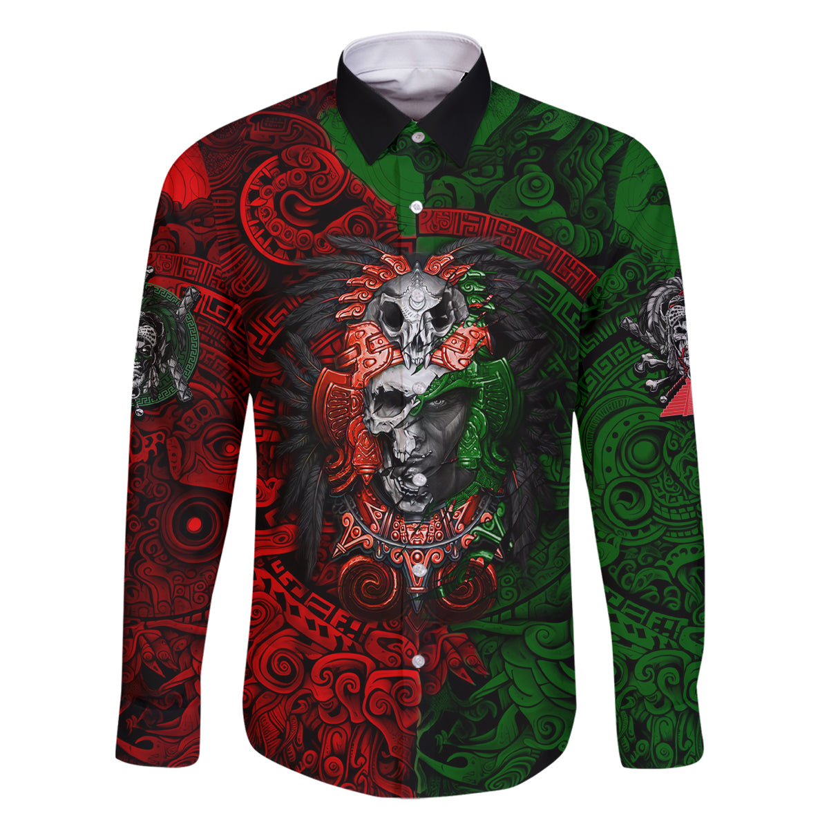 Skulls Aztec Warriors Family Matching Summer Maxi Dress and Hawaiian Shirt - Wonder Print Shop