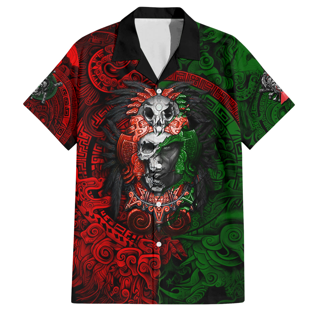 Skulls Aztec Warriors Hawaiian Shirt - Wonder Print Shop