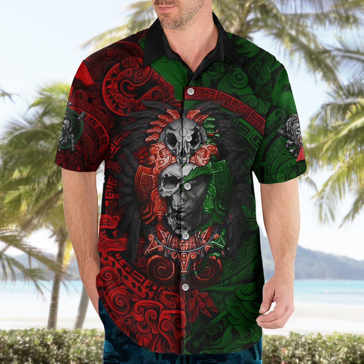 Skulls Aztec Warriors Hawaiian Shirt - Wonder Print Shop