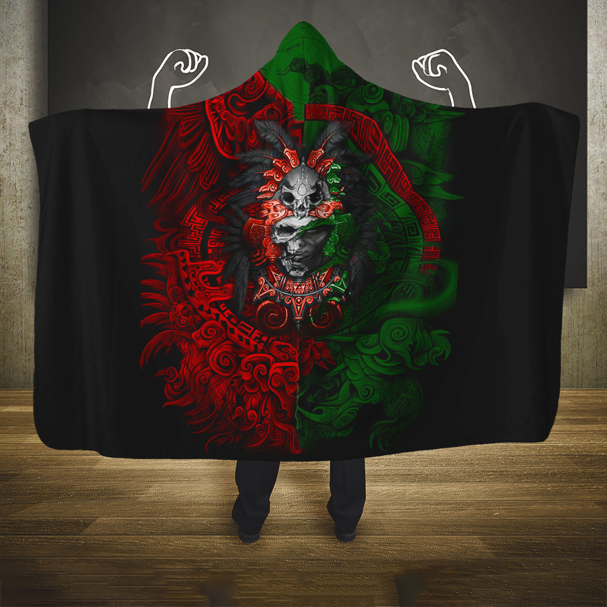 skulls-aztec-warriors-hooded-blanket