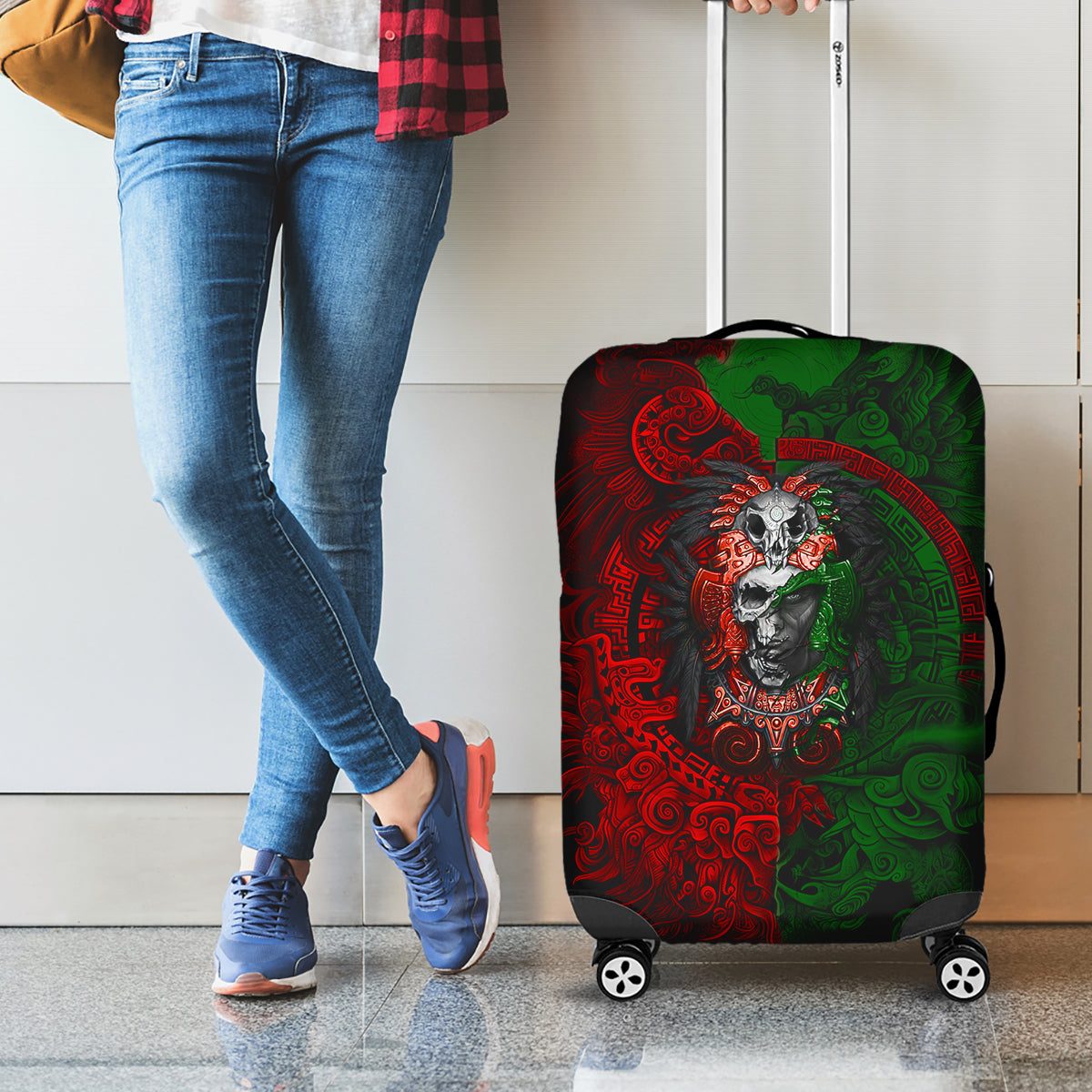Skulls Aztec Warriors Luggage Cover - Wonder Print Shop