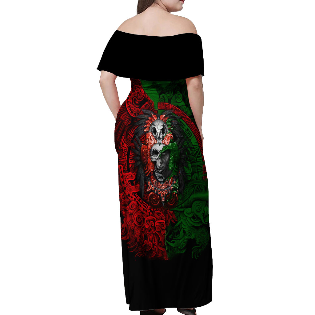Skulls Aztec Warriors Off Shoulder Maxi Dress - Wonder Print Shop