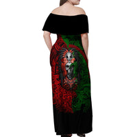 Skulls Aztec Warriors Off Shoulder Maxi Dress - Wonder Print Shop