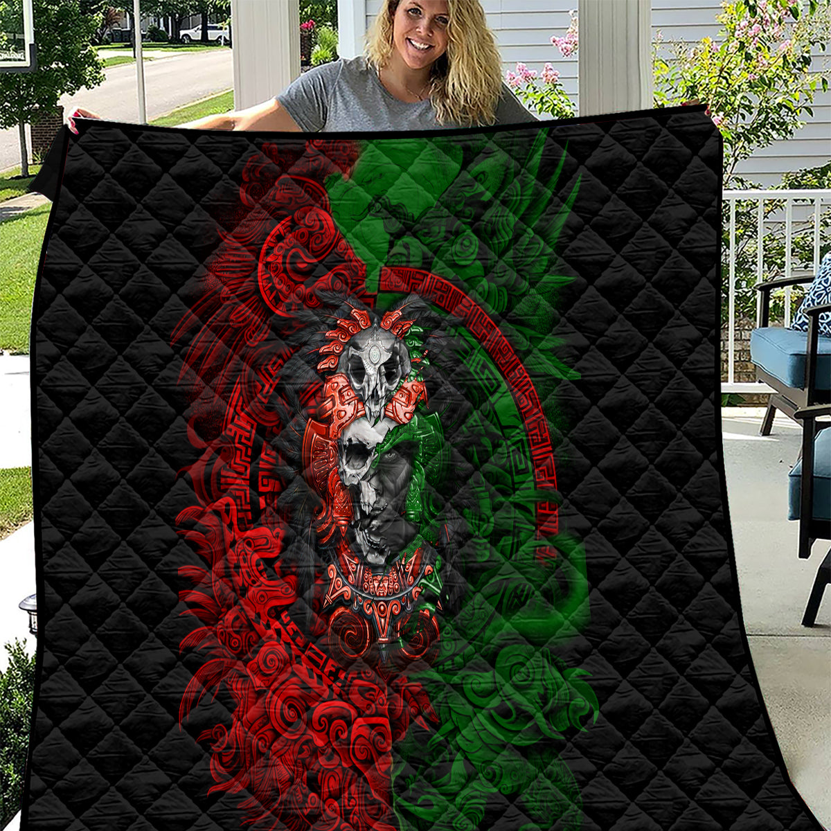 Skulls Aztec Warriors Quilt - Wonder Print Shop