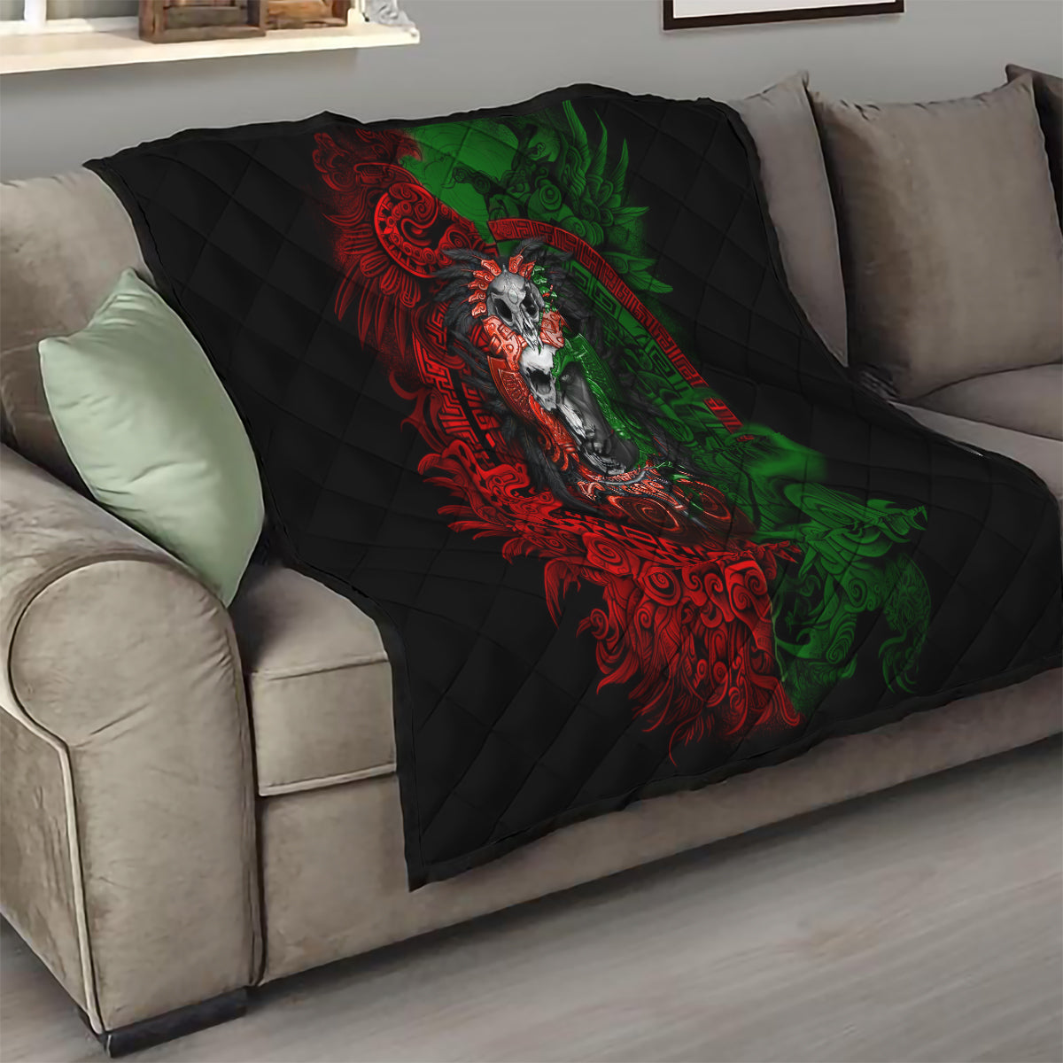 Skulls Aztec Warriors Quilt - Wonder Print Shop