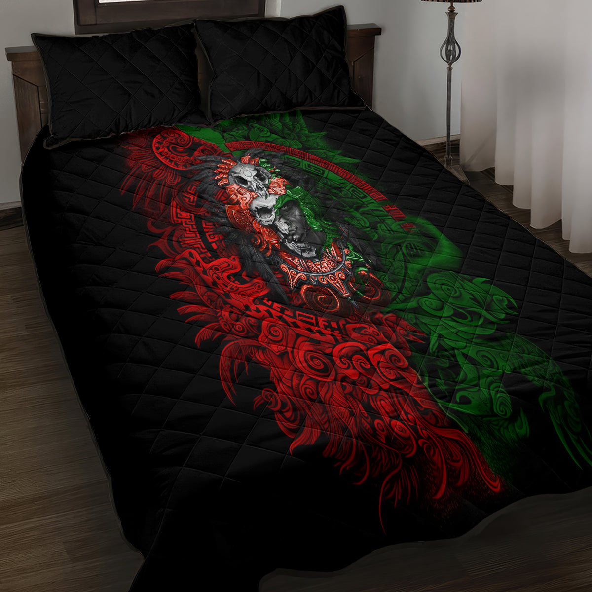 Skulls Aztec Warriors Quilt Bed Set - Wonder Print Shop