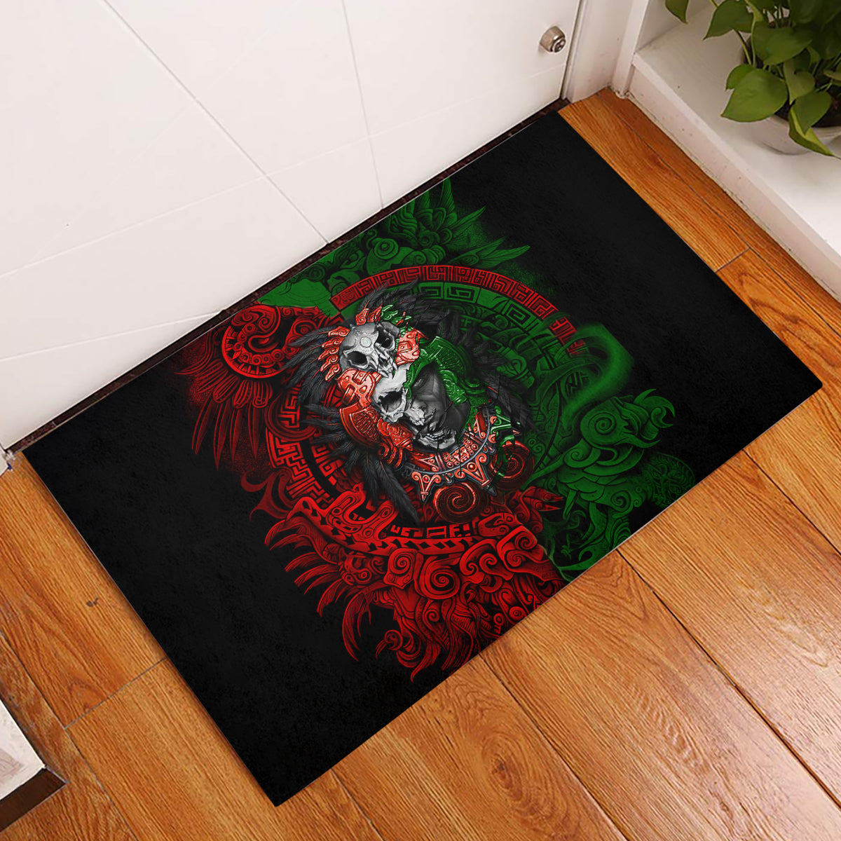 Skulls Aztec Warriors Rubber Doormat - Wonder Print Shop
