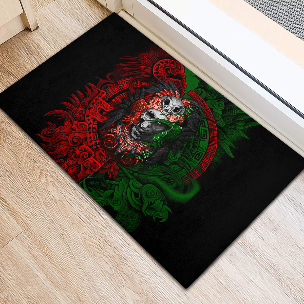Skulls Aztec Warriors Rubber Doormat - Wonder Print Shop