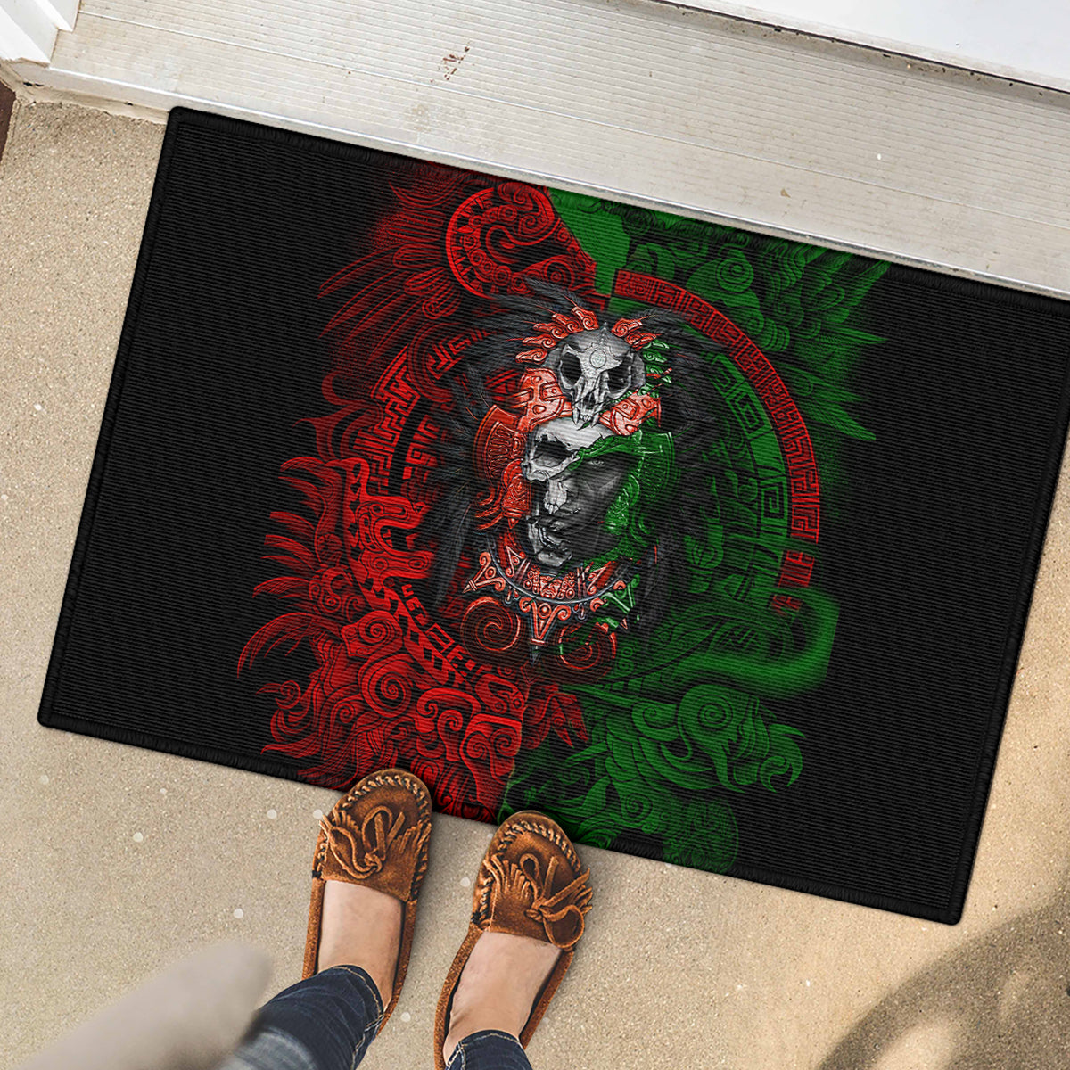Skulls Aztec Warriors Rubber Doormat - Wonder Print Shop