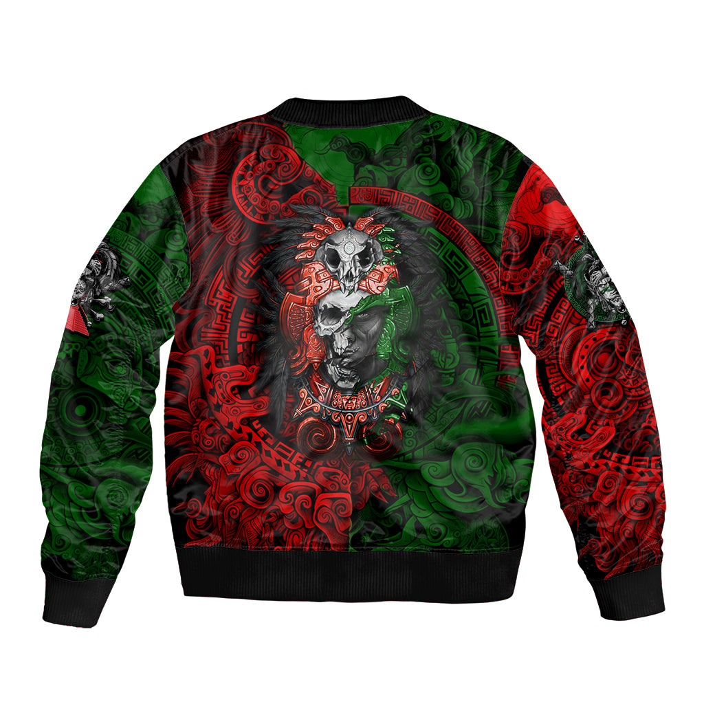 Skulls Aztec Warriors Sleeve Zip Bomber Jacket - Wonder Print Shop