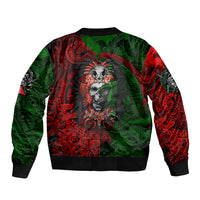 Skulls Aztec Warriors Sleeve Zip Bomber Jacket - Wonder Print Shop
